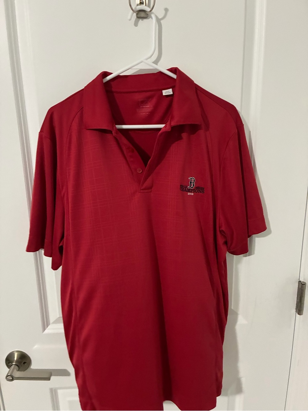 Men's Red Performance Polo with Embroidered Boston Redsox Logo